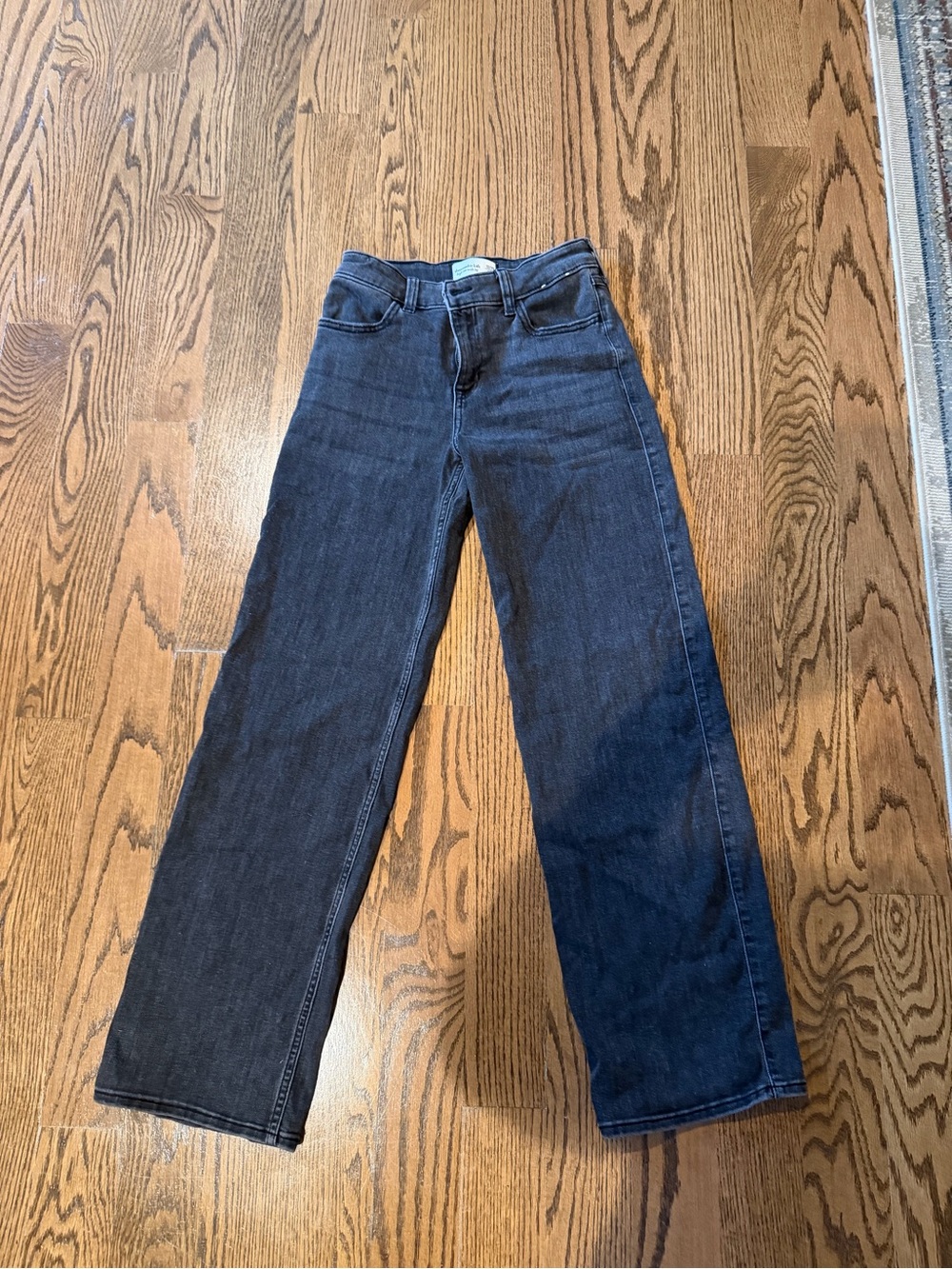 abercrombie kids black high rise wide leg jeans